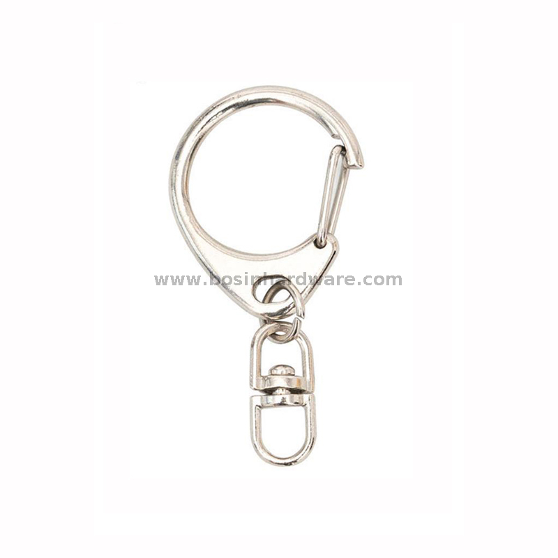 Medium C-shape Lobster Clasp Keychain with Swivel Connector