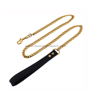 90cm Flat Gold Chew Proof Stainless Steel Dog Cuban Leash Chains