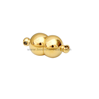 18K Gold Color Stainless Steel Jewelry Magnetic Bead Clasp with Loops