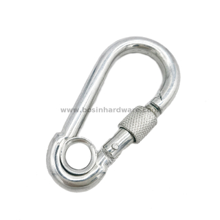 Outdoor Sports Steel Carabiner Hooks with Screw Lock And Eyelet