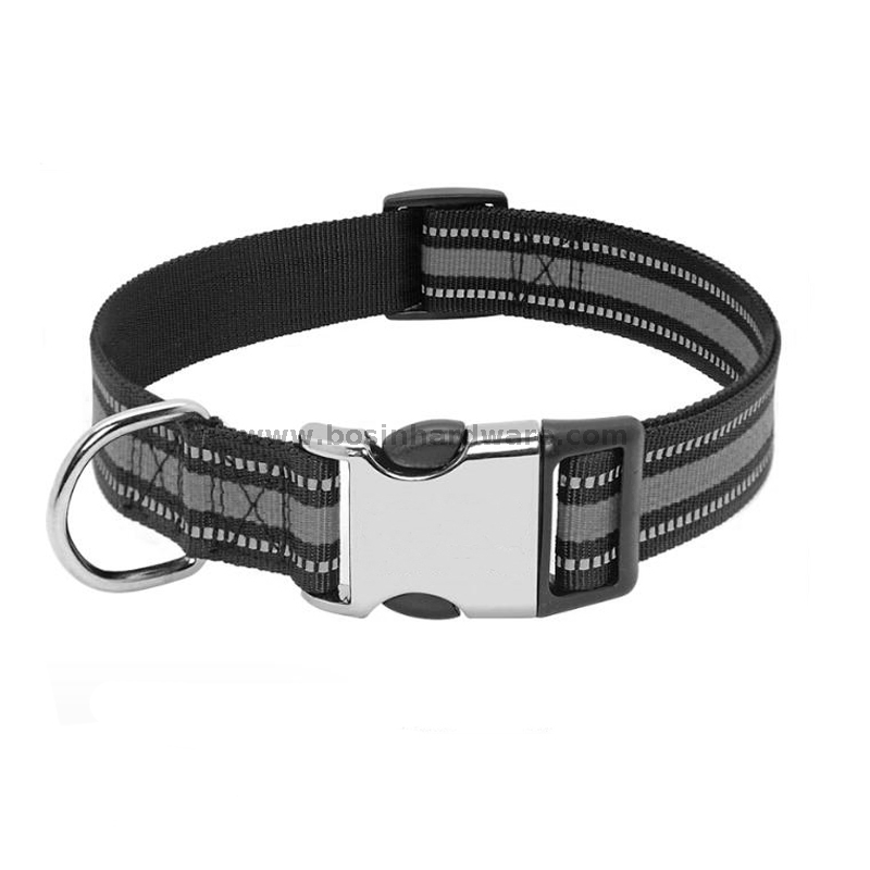 1 Inch Width Reflective Nylon Pet Collar with Engraved Logo Buckle